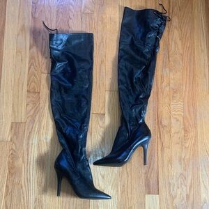 Black ALDO Over-the-Knee Leather Stiletto Boots